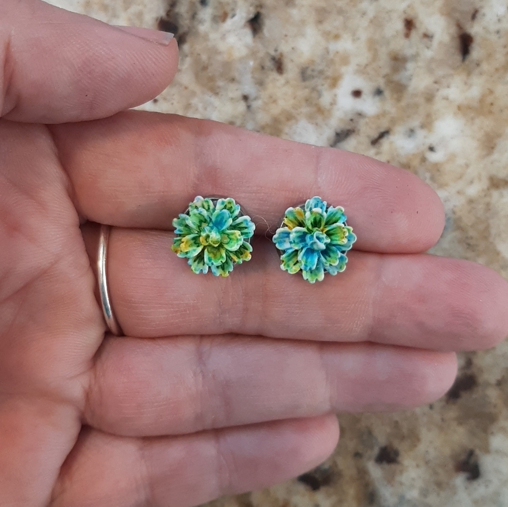 5 For $25.00- Floral Blue and Green Earrings